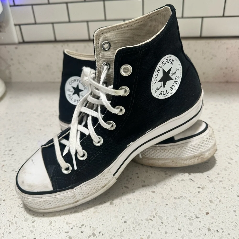 Converse Women's Black High-Top Platform Chunky Sneakers - Picture 4 of 4